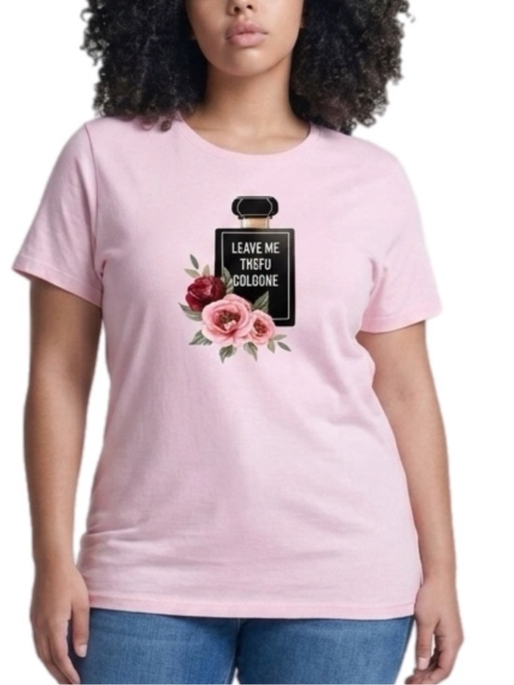 The Blind Medium | Leave Me Alone perfume graphic Pink Crew Neck Short Sleeve T